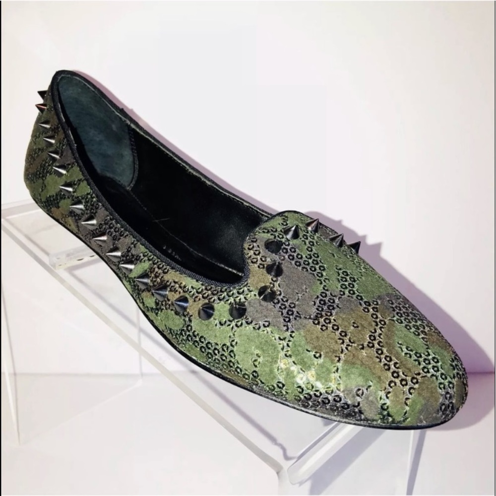 ASH Designer Flats Studded Camo Leopard Print 8.5